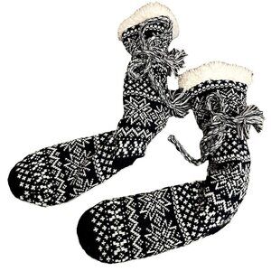 Altar'd State black and white snowflake winter long sock slippers casual warm